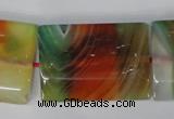 CAG1057 15.5 inches 25*35mm flat tube rainbow agate beads