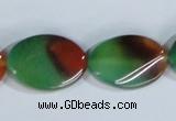 CAG1063 15.5 inches 18*25mm twisted oval rainbow agate beads