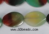 CAG1068 15.5 inches 18*25mm twisted & faceted oval rainbow agate beads