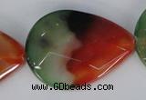 CAG1072 15.5 inches 30*40mm faceted flat teardrop rainbow agate beads