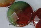 CAG1083 15.5 inches 40mm faceted coin rainbow agate beads