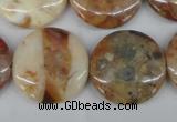 CAG1091 15.5 inches 25mm flat round Morocco agate beads wholesale