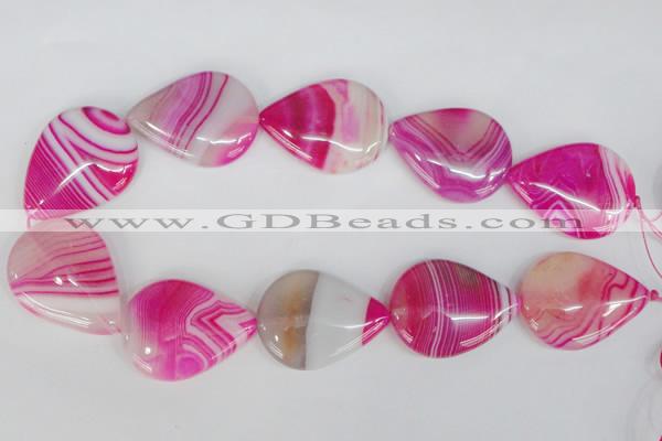 CAG1180 15.5 inches 30*40mm flat teardrop line agate gemstone beads