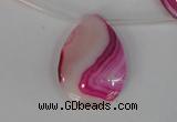 CAG1189 Top-drilled 22*30mm flat teardrop line agate gemstone beads