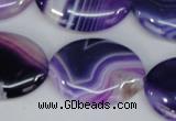 CAG1210 15.5 inches 20*30mm oval line agate gemstone beads