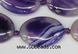 CAG1237 15.5 inches 22*30mm oval line agate gemstone beads