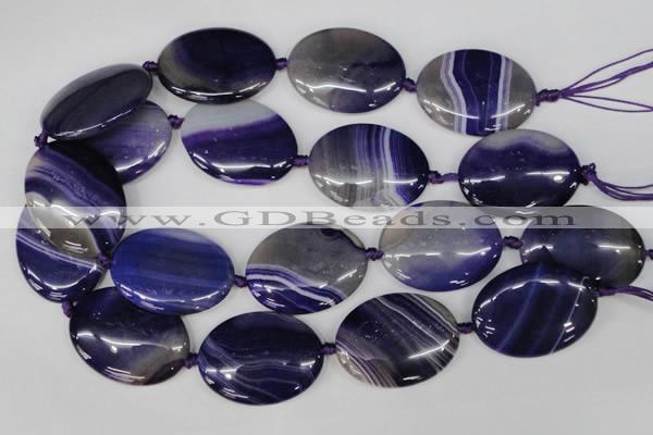 CAG1239 15.5 inches 30*40mm oval line agate gemstone beads