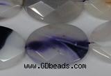 CAG1258 15.5 inches 20*30mm faceted oval line agate gemstone beads