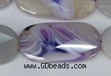 CAG1260 15.5 inches 20*40mm faceted oval line agate gemstone beads