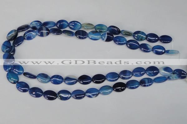 CAG1272 15.5 inches 10*14mm oval line agate gemstone beads