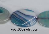 CAG1295 15.5 inches 20*30mm twisted oval line agate gemstone beads