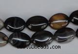 CAG1312 15.5 inches 10*14mm oval line agate gemstone beads