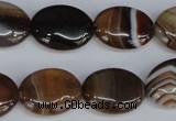 CAG1315 15.5 inches 15*20mm oval line agate gemstone beads