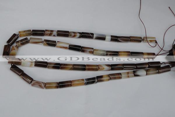 CAG1332 15.5 inches 8*16mm tube line agate gemstone beads