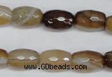 CAG1340 15.5 inches 10*15mm faceted rice line agate gemstone beads