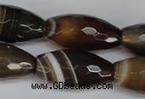 CAG1344 15.5 inches 15*30mm faceted rice line agate gemstone beads