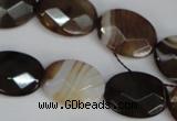 CAG1349 15.5 inches 15*20mm faceted oval line agate gemstone beads