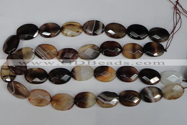 CAG1350 15.5 inches 18*25mm faceted oval line agate gemstone beads