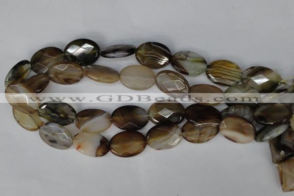 CAG1385 15.5 inches 18*25mm faceted oval line agate gemstone beads