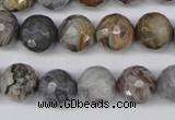 CAG1434 15.5 inches 12mm faceted round bamboo leaf agate beads