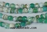 CAG1517 15.5 inches 8mm faceted round fire crackle agate beads