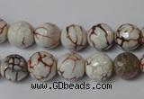 CAG1520 15.5 inches 10mm faceted round fire crackle agate beads