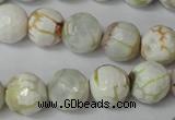 CAG1534 15.5 inches 12mm faceted round fire crackle agate beads