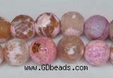 CAG1536 15.5 inches 12mm faceted round fire crackle agate beads