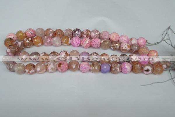 CAG1536 15.5 inches 12mm faceted round fire crackle agate beads