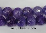 CAG1537 15.5 inches 12mm faceted round fire crackle agate beads