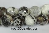 CAG1538 15.5 inches 12mm faceted round fire crackle agate beads