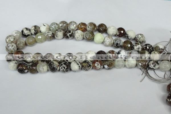 CAG1538 15.5 inches 12mm faceted round fire crackle agate beads