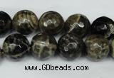 CAG1540 15.5 inches 12mm faceted round fire crackle agate beads