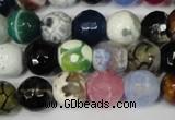 CAG1541 15.5 inches 12mm faceted round fire crackle agate beads