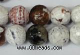 CAG1551 15.5 inches 14mm faceted round fire crackle agate beads