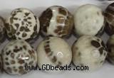 CAG1558 15.5 inches 16mm faceted round fire crackle agate beads