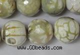 CAG1565 15.5 inches 18mm faceted round fire crackle agate beads