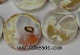 CAG1570 15.5 inches 18mm coin fire crackle agate beads wholesale