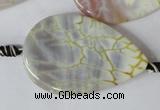 CAG1572 15.5 inches 30*45mm flat teardrop fire crackle agate beads