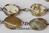 CAG1575 15.5 inches 15*20mm twisted oval fire crackle agate beads