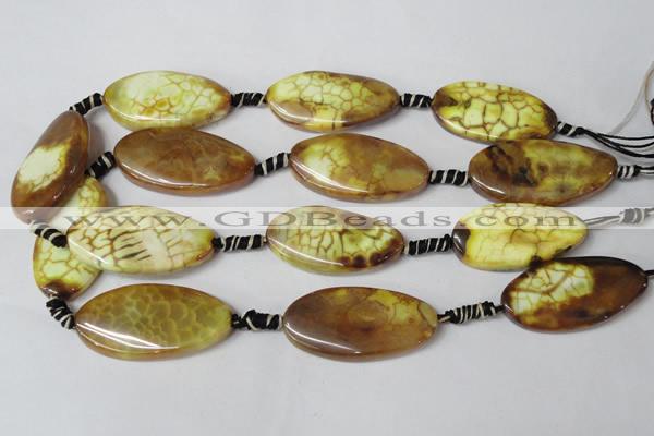 CAG1579 15.5 inches 20*40mm twisted oval fire crackle agate beads