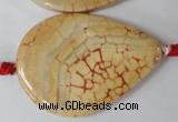 CAG1585 15.5 inches 30*45mm flat teardrop fire crackle agate beads