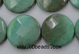 CAG1615 15.5 inches 25mm faceted coin green grass agate beads