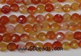 CAG1655 15.5 inches 6mm faceted round red agate gemstone beads