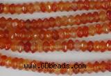 CAG1663 15.5 inches 3*6mm faceted rondelle red agate gemstone beads