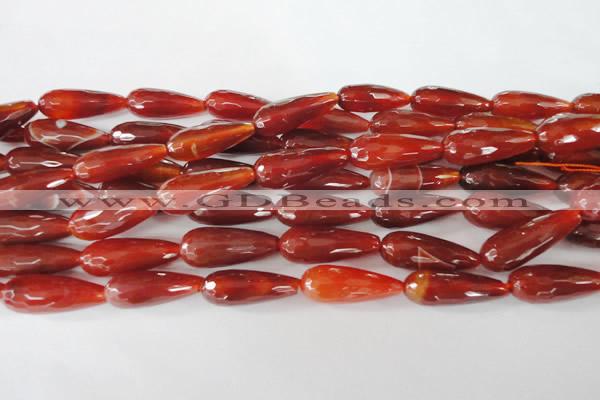 CAG1667 15.5 inches 10*30mm faceted teardrop red agate gemstone beads