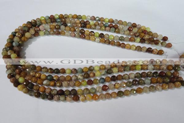 CAG1711 15.5 inches 6mm faceted round rainbow agate beads