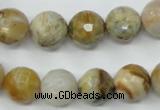 CAG1834 15.5 inches 12mm faceted round bamboo leaf agate beads