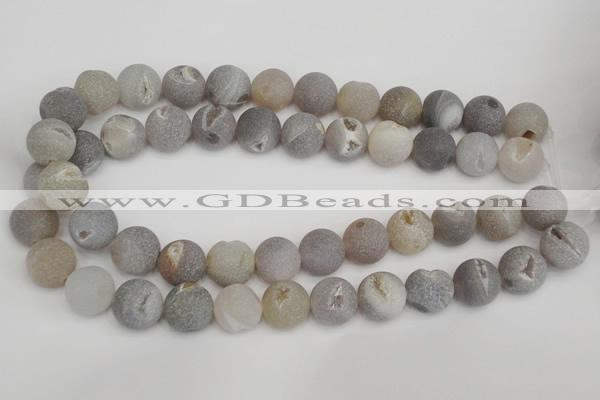 CAG1841 15.5 inches 16mm round matte druzy agate beads whholesale