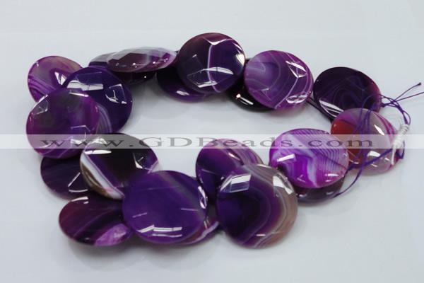 CAG204 15.5 inches 40mm faceted coin purple agate gemstone beads